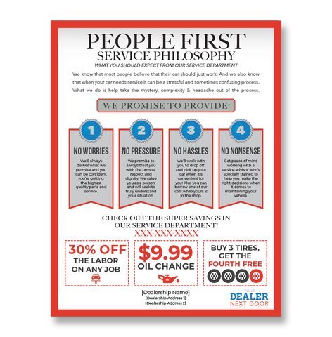Dealer Next Door - People First Service Flyer - 8.5"x11"