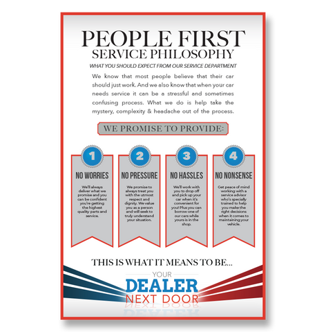 Dealer Next Door - People First Service Philosophy 2' x 3' Adhesive Backed Poster