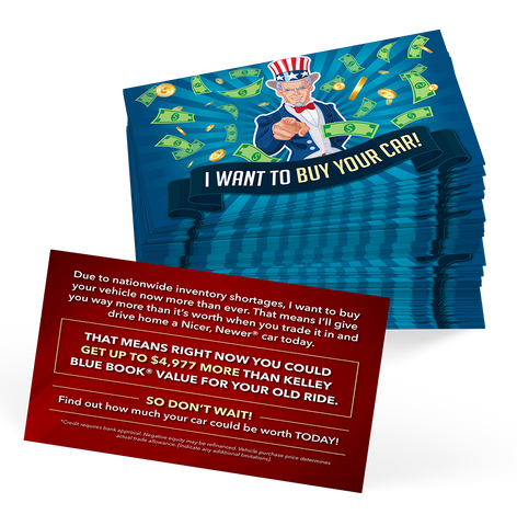 I Want To Buy Your Car Postcard - Packages start at 100 Cards