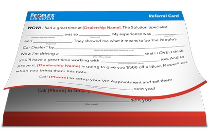 Mad Lib Referral Cards - People's Car Dealer