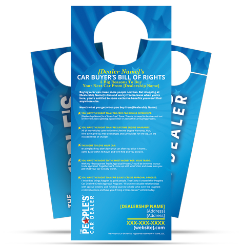 Personalized The People's Car Dealer Hang Tags - Pack of 100