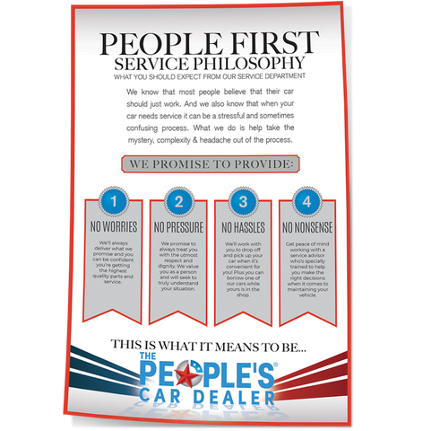 The People's Car Dealer - People First Service Philosophy 2' x 3' Adhesive Backed Poster