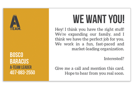 A-Team Recruitment Card - Front