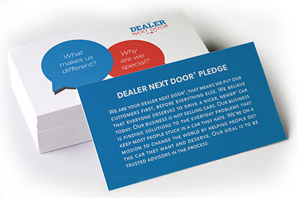 Dealer Next Door Pledge Cards - Pack of 50