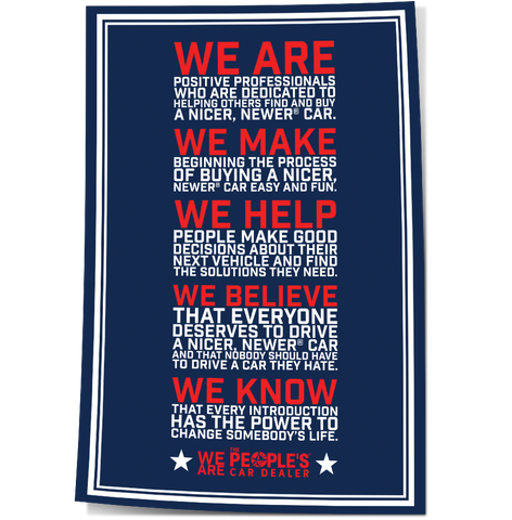 We Are The People's Car Dealer 2' x 3' Adhesive Backed Poster